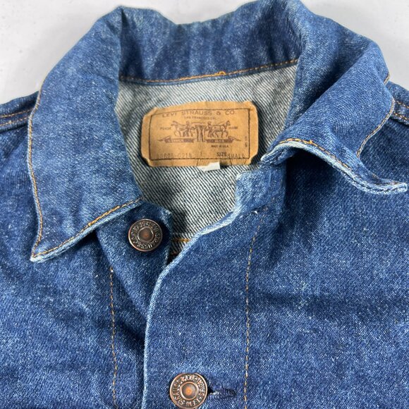 VTG 80s Levis Denim Vest Women Small Dark Blue Sleeveless Jean Jacket Orange Tab - Picture 4 of 10